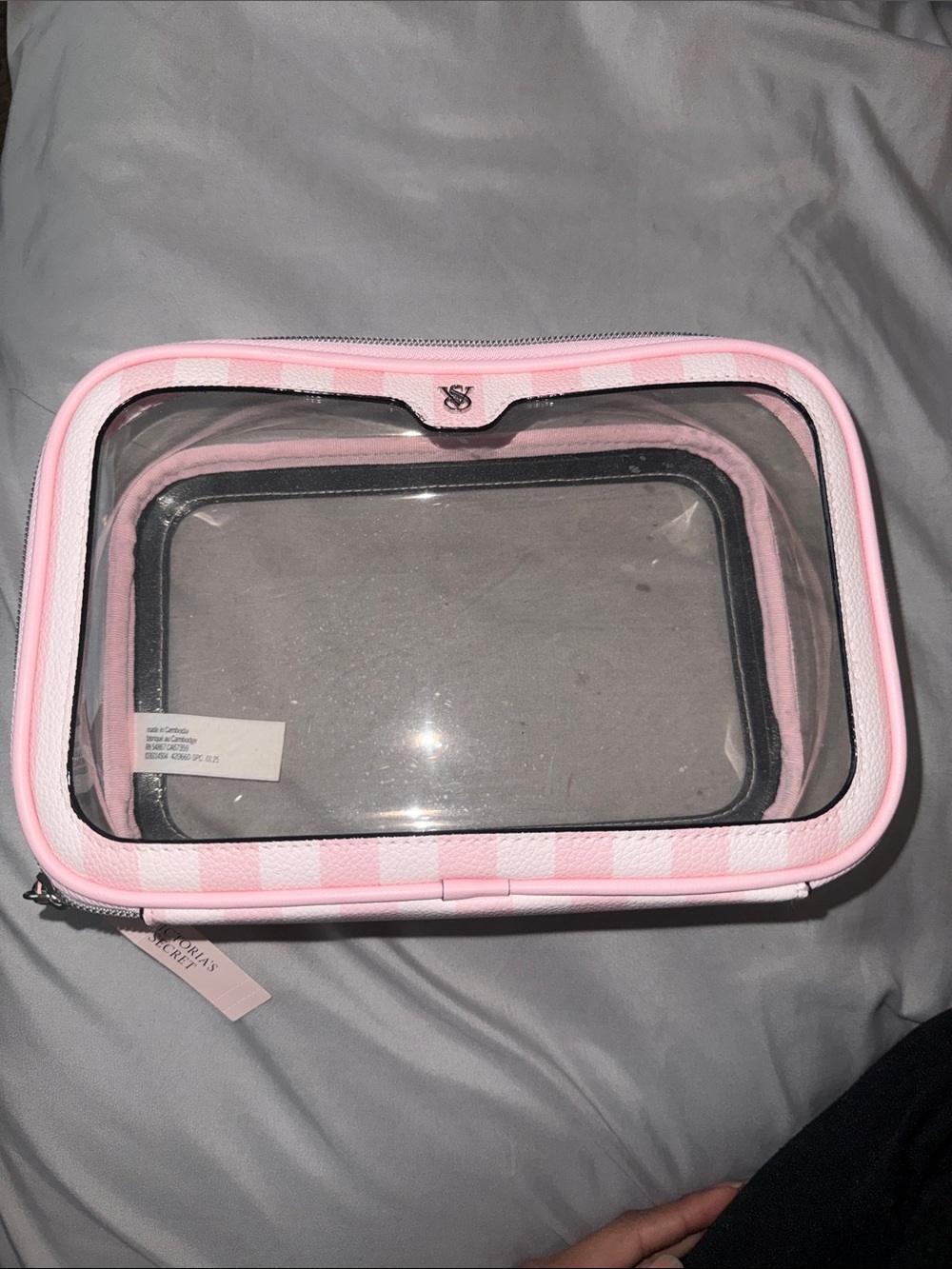 Victoria's Secret Pink and White Clear Cosmetics Bag